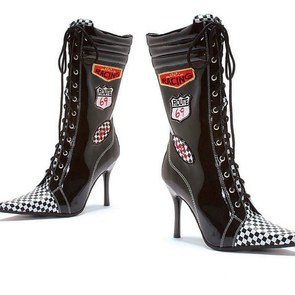 New in bag Ellie Shoes E-457-Racer 4" Calf Racer Boot Black/White